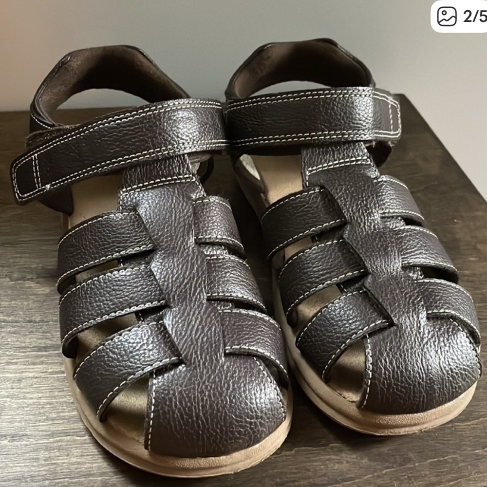 Children's Brown Faux Leather Strap Sandals
